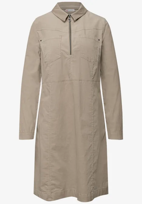 Corduroy jurk met rits morning beige