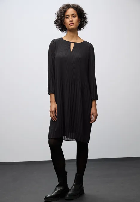 Plissée Tunika-Kleid Black