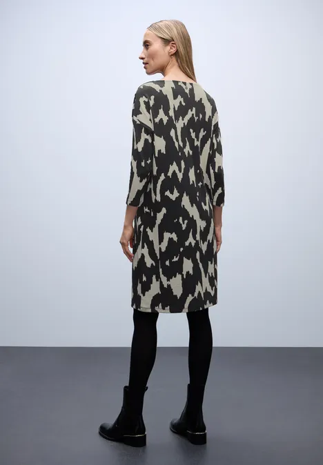 Jacquard jurk met knopen Black