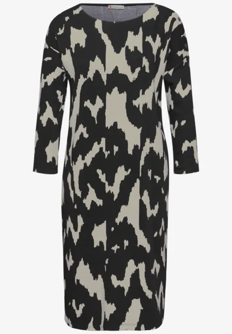 Jacquard jurk met knopen Black