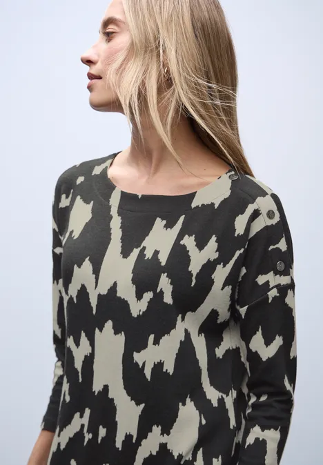 Jacquard jurk met knopen Black