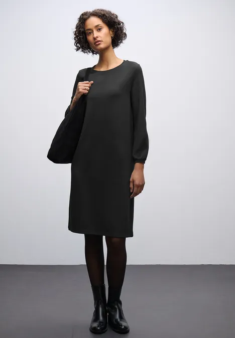 Jersey-Kleid in Unifarbe Black