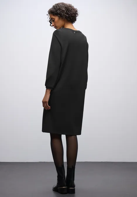Jersey-Kleid in Unifarbe Black