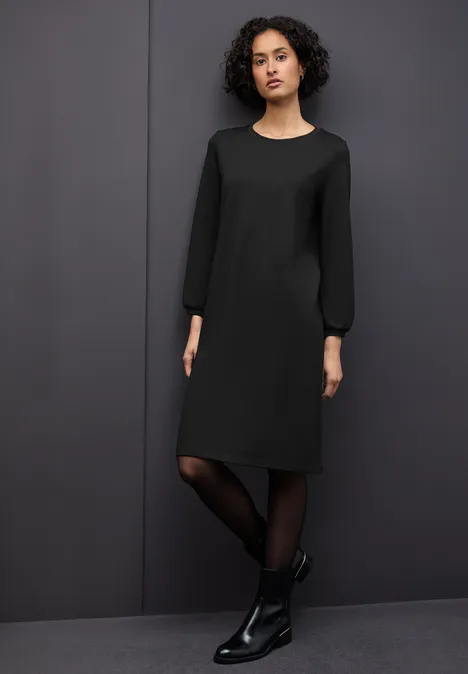 Jersey-Kleid in Unifarbe Black