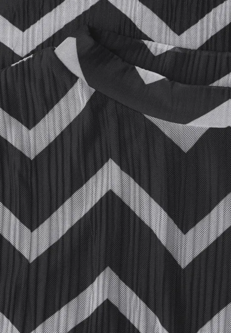 Mesh-Plissée Kleid Black