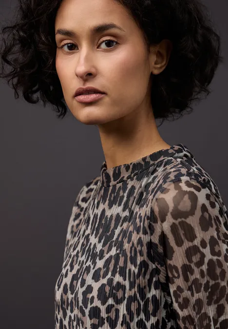 Mesh-Plissée Kleid mocha glow Mesh-Plissée Kleid mocha glow