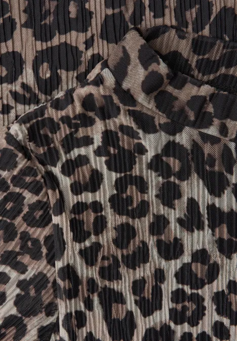 Mesh-Plissée Kleid mocha glow Mesh-Plissée Kleid mocha glow