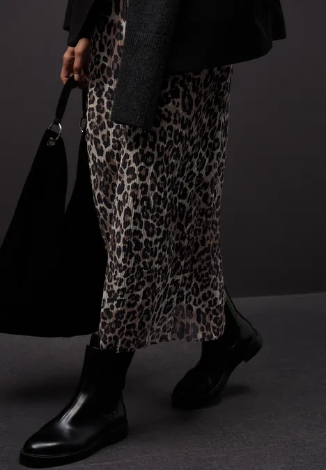 Mesh-Plissée Kleid mocha glow Mesh-Plissée Kleid mocha glow