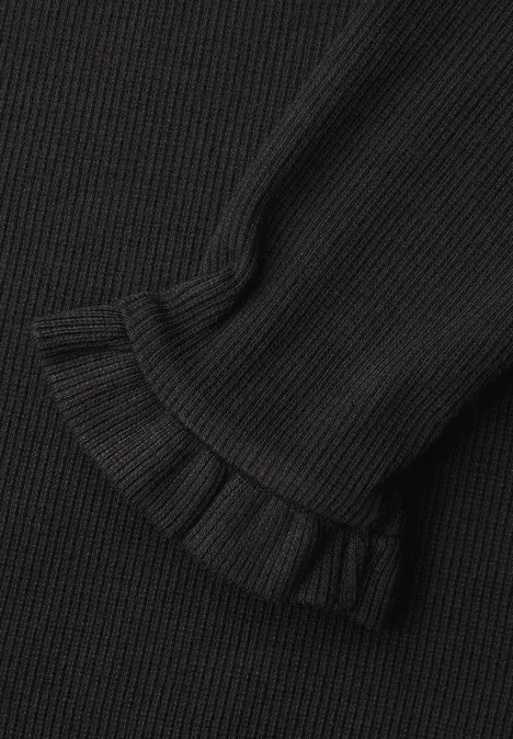 Midi-Kleid in Rippstruktur Black