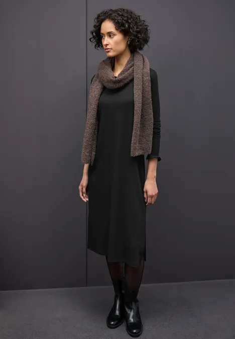 Midi-Kleid in Rippstruktur Black