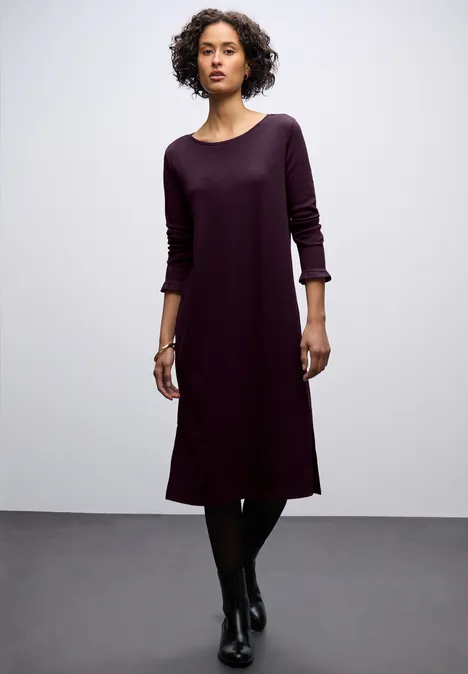 Midi-Kleid in Rippstruktur jazz berry