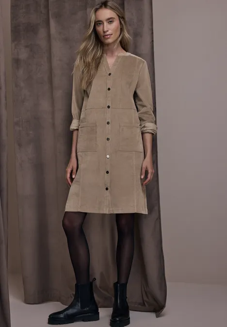 Cordkleid in Unifarbe light terra mocha