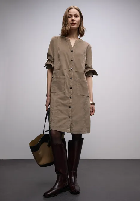 Cordkleid in Unifarbe light terra mocha