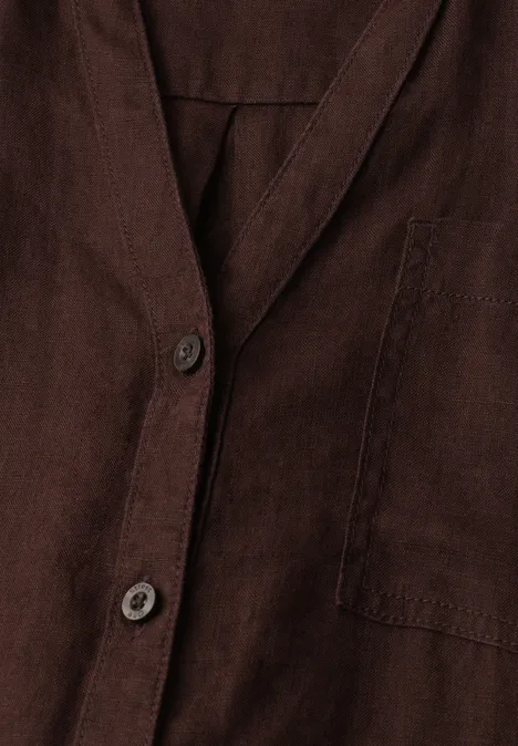 Midi-Kleid aus Leinen mit Knopfleiste espresso brown