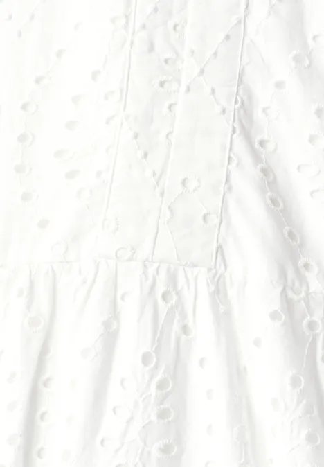 Knielange jurk met shiffleymotief off white Knielange jurk met shiffleymotief off white