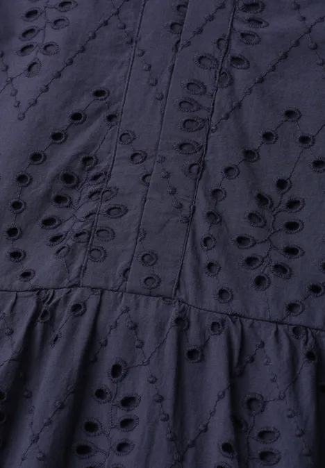 Knielanges Kleid mit Shiffleymuster tempest blue