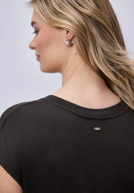 Midi-Kleid mit V-Neck im Strick-Look espresso brown Midi-Kleid mit V-Neck im Strick-Look espresso brown