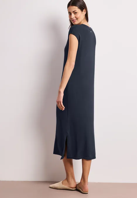 Midi-jurk met V-hals in een gebreide look shadowed navy