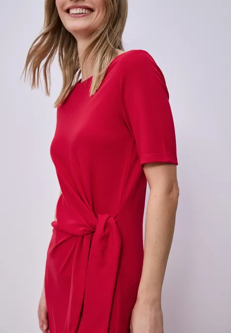 Robe midi avec détail de nœuds salsa red