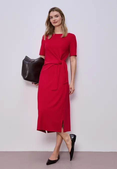 Robe midi avec détail de nœuds salsa red