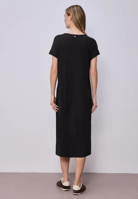 Robe midi en jersey côtelé Black