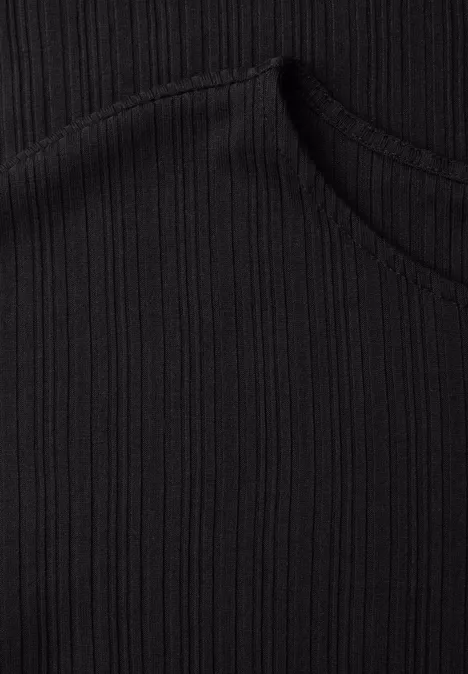 Robe midi en jersey côtelé Black