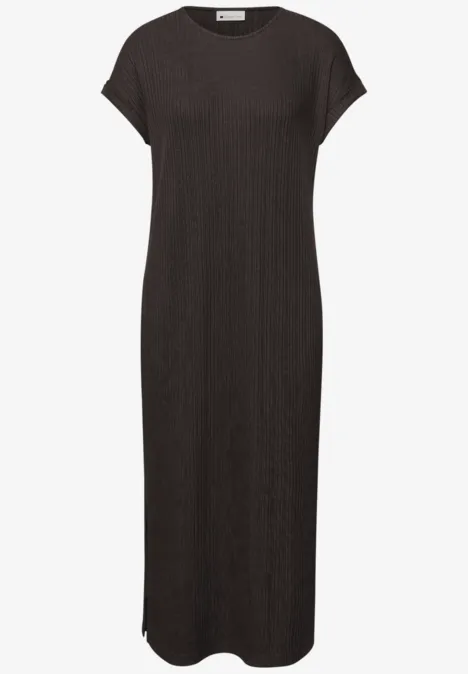 Robe midi en jersey côtelé espresso brown