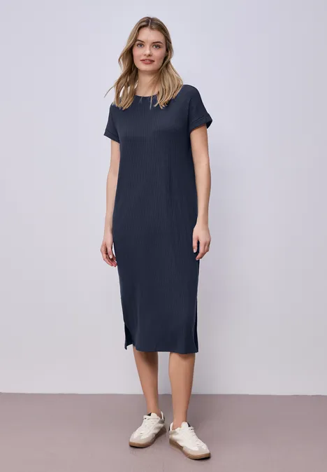 Robe midi en jersey côtelé shadowed navy