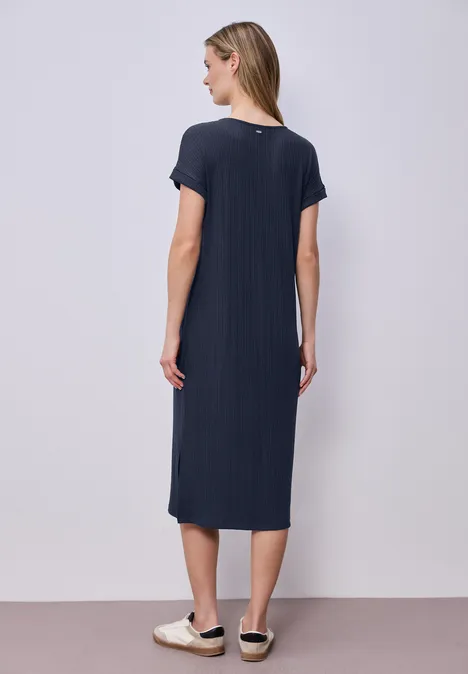 Robe midi en jersey côtelé shadowed navy