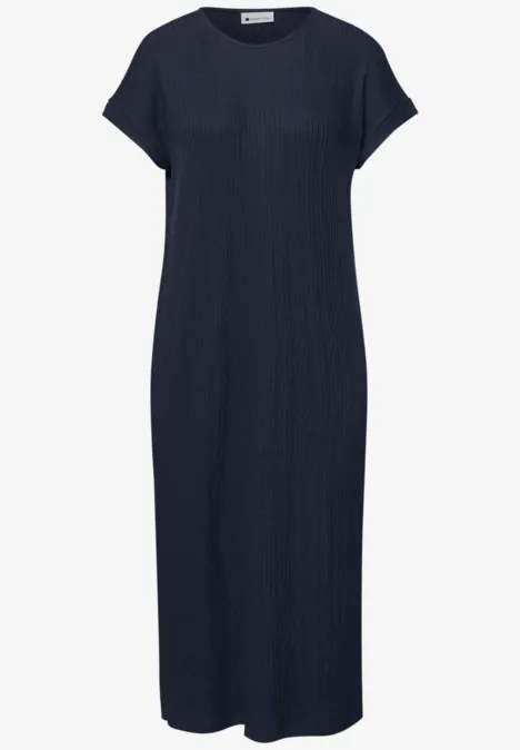 Robe midi en jersey côtelé shadowed navy