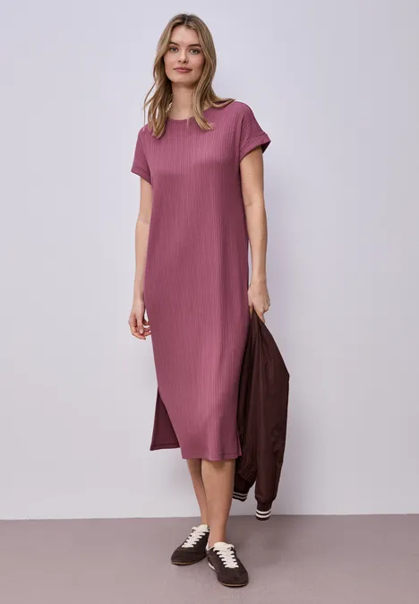 Robe midi en jersey côtelé dark clouded blush