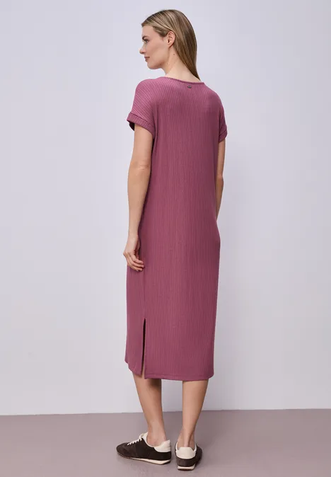 Robe midi en jersey côtelé dark clouded blush