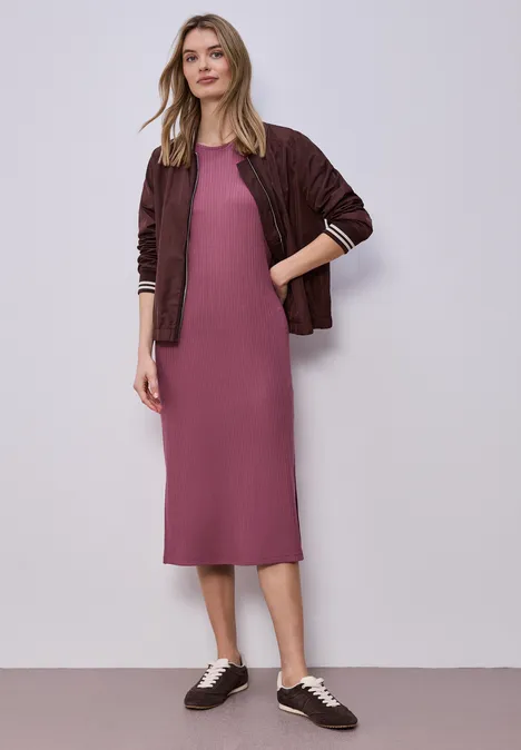 Robe midi en jersey côtelé dark clouded blush