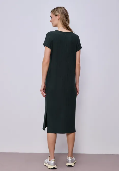 Robe midi en jersey côtelé deep bound green