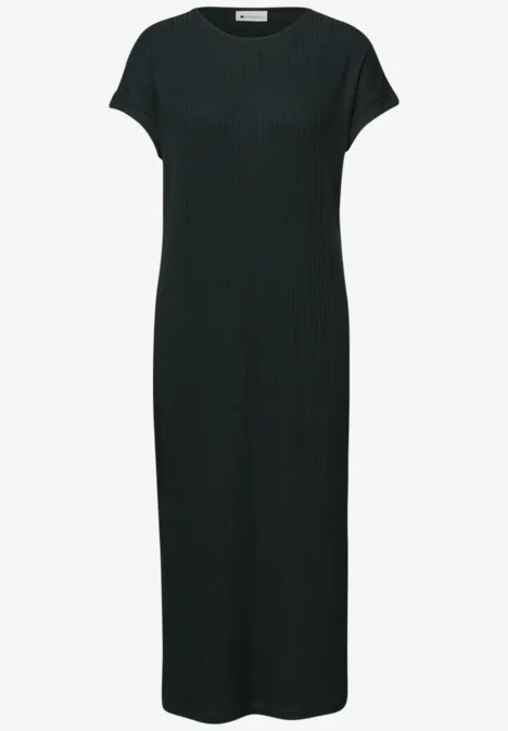 Robe midi en jersey côtelé deep bound green