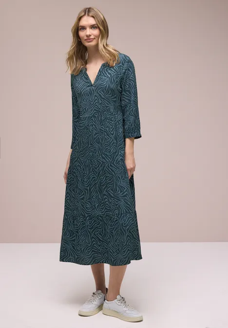 Midi-Kleid mit grafischem Print cool vintage green