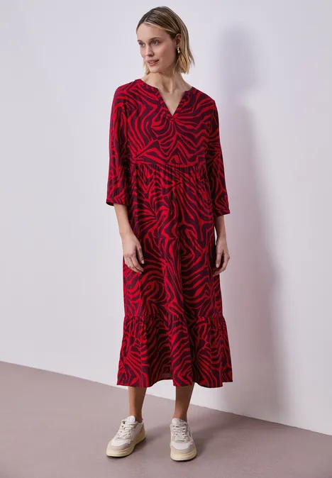 Midi-Kleid mit grafischem Print salsa red