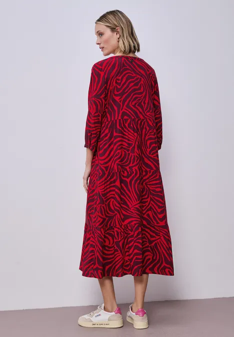 Midi-Kleid mit grafischem Print salsa red
