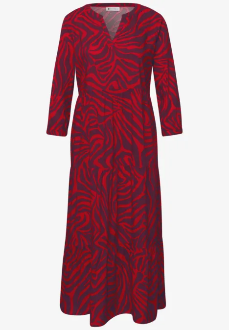 Midi-Kleid mit grafischem Print salsa red