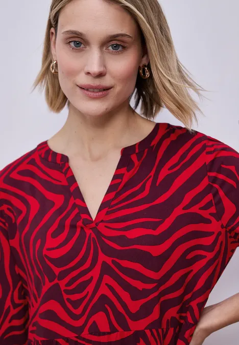 Midi-Kleid mit grafischem Print salsa red