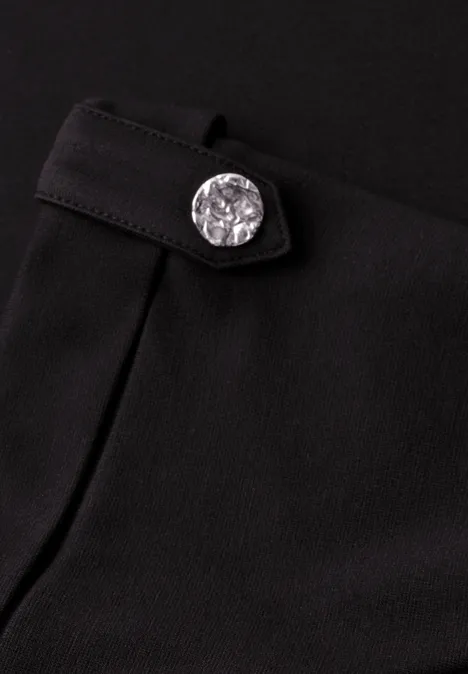 Midi-jurk met ronde hals en knopen Black