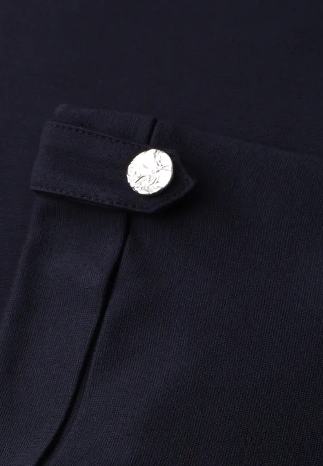 Midi-jurk met ronde hals en knopen shadowed navy