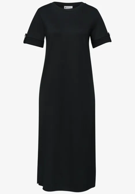 Midi-jurk met ronde hals en knopen deep bound green