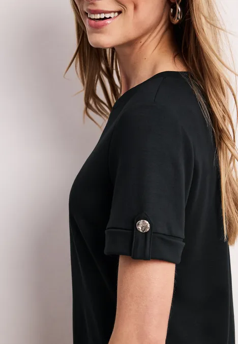 Midi-jurk met ronde hals en knopen deep bound green