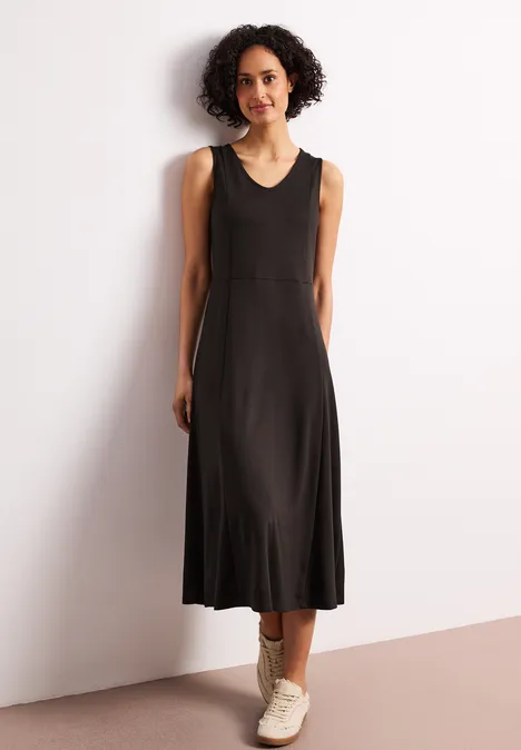 Sukienka midi bez rękawów w jednolitym kolorze espresso brown