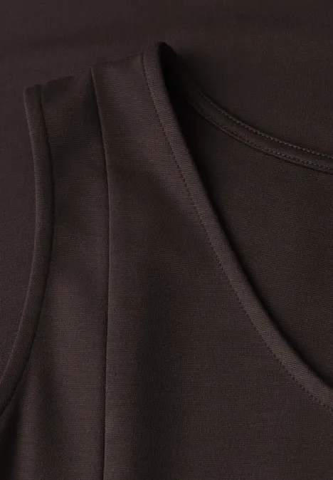 Sukienka midi bez rękawów w jednolitym kolorze espresso brown