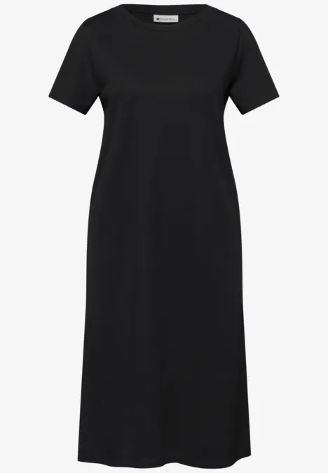 Knielanges Kleid mit Puffärmeln Black