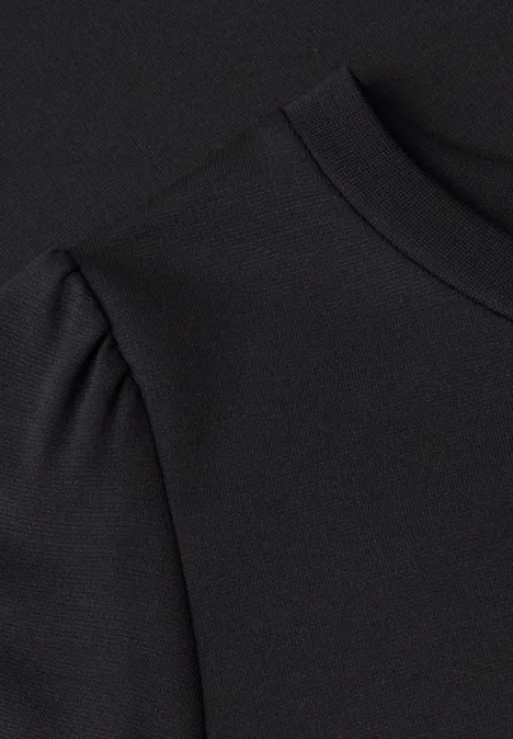 Knielanges Kleid mit Puffärmeln Black