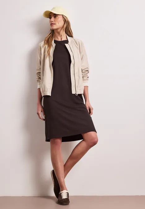 Knielanges Kleid mit Puffärmeln espresso brown