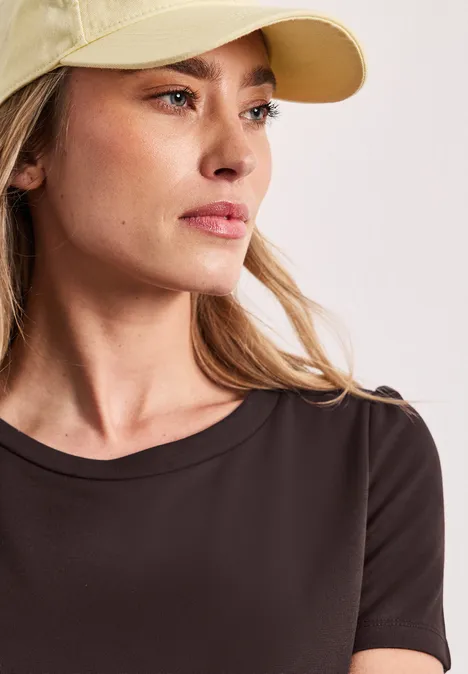 Knielanges Kleid mit Puffärmeln espresso brown